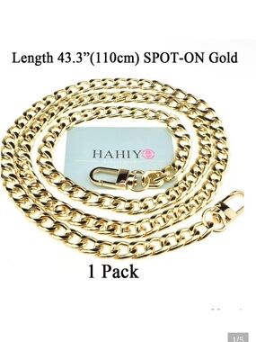 🆕 Purse Chain Strap 43.3' Gold for Shoulder Cross Body Sling Purse Handbag